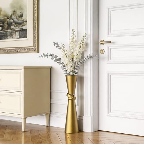 Tall Gold Floor Vase 23.6″ – Glossy Resin Decorative Floor Vase for Pampas Grass, Branches & Dried Flowers, Modern Farmhouse Indoor Home Decor - color: Gold