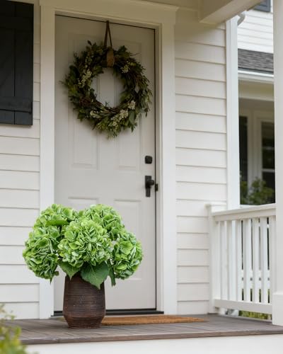 5pcs Green Hydrangea Artificial Flowers Real Touch Latex Large Fake Hydrangeas 21in Lifelike Full Dried Faux Hydrangeas Flowers for Home Decor Wedding Party Arrangements - color: Green, size: 5Pcs