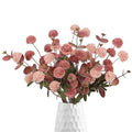 8 Stems Artificial Faux Kiku Flower with 3 Branches Eucalyptus Stems,Pink Fake Flowers Silk Pompom Mum Artificial Flowers for Wedding Bouquet Home Party Floral Arrangements(Mixed Pink) - color: Mixed Pink