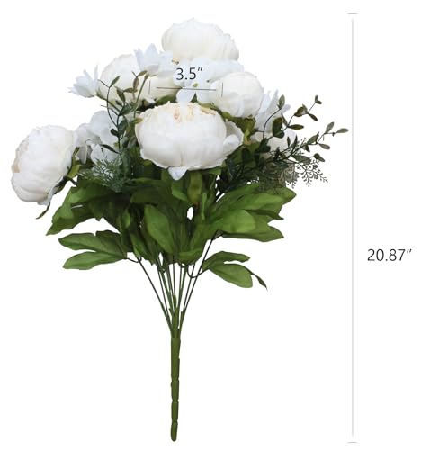 Duovlo Artificial Peony Silk Flowers Fake Flowers Vintage Wedding Home Decoration,Pack of 1 (Spring Milk White) - color: Spring Milk White