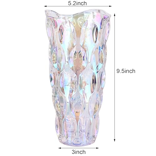 9.5" High Thickened Multi-Colored Glass Flower Vase for Home Decor, Dining Wedding Table Office Holiday Party Centerpiece Decoration - color: Colorful Glass Vase