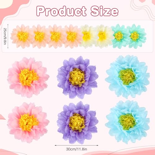 BestoFun 14 PCS Pastel Tissue Paper Flowers – Party Decorations for Birthday, Baby Shower, Wedding, Bridal Shower, and Spring or Holiday Events - color: Pastel