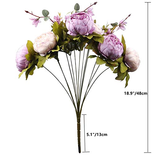 Fule 2 Pack Large Artificial Peony Silk Flower Bouquets Arrangement Wedding Centerpieces (New Purple) - color: New Purple X2