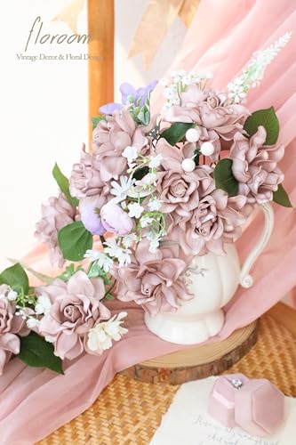 Floroom Artificial Gardenia Flowers 2.7" 25pcs Real Looking Dusty Rose Foam Fake Flowers with Stems for DIY Wedding Bouquets Bridal Shower Centerpieces Floral Arrangements Party Tables Decorations - color: Dusty Rose