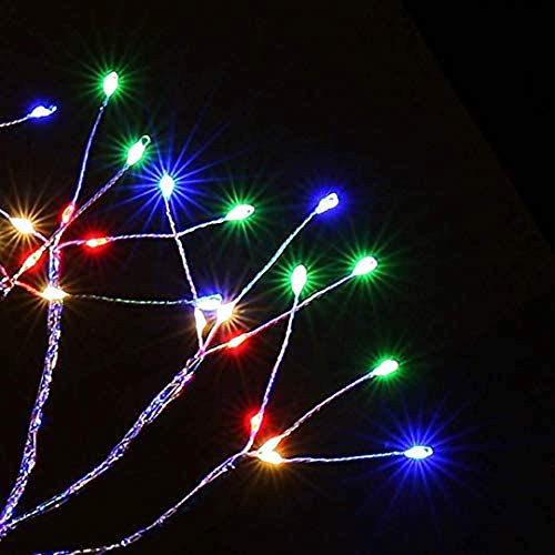 FuChsun Tabletop Bonsai Tree Light 108 LED Fairy Artificial Tree Lamp fot Room Party Home Centerpieces Decoration, Battery/USB Operated (Galaxy Glow Silver Branch) - color: Multicolor Glow-silver Branch