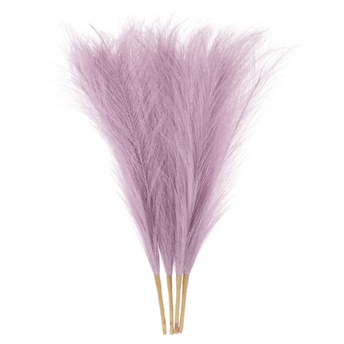 uxcell 4pcs Faux Pampas Grass 17 Inch 6 Stem Artificial Fake Dried Pampas Grass Decor for Floor Vase Filler, Wedding Decoration, Home Decoration, Light Purple - color: Light Purple