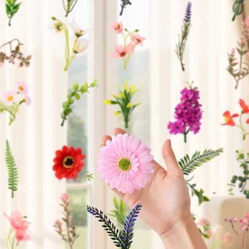 Livole 6Pcs 36Ft Hanging Flower Garland with Bow Wildflower Garlands Backdrop Silk Artificial Fake Floral Vines for Wedding Bridal Party Birthday Arch Wall Home Garden Decor(Wild) - color: Wildflowers, size: 6Pcs