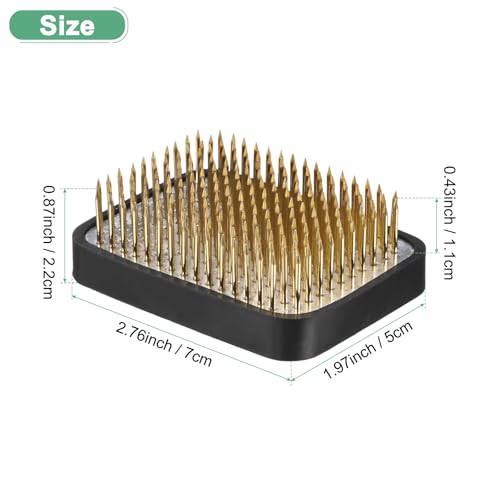 M METERXITY Flower Frog 2.76" x 1.97" Rectangle Copper Floral Arranger Pins Ikebana Holder W Rubber Base for Flower Arrangements/Craft Plant/Home Decor, Floral Kenzan Fixed Tool [1.1cm Pins] - size: 2.76" x 1.97"
