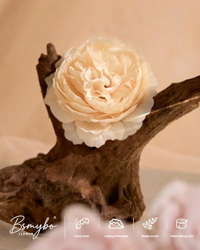 BSMYBO Artificial Pink Flowers Fake Roses Peony Dahlia Combo Box Set Gradient Blush Pink Flowers Leaf with Stems for DIY Wedding Bouquets Table Centerpieces Baby Shower Bridal Party Home Decorations - color: Baby Pink, size: PureBlooms