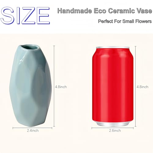 Simple Vase for Flowers Plants, Small Cute Flower Vase for Modern Table Shelf Home Decor Wedding Boho Decor, Farmhouse (6pc-BGZ-Blue) - color: 6pc-bgz-blue