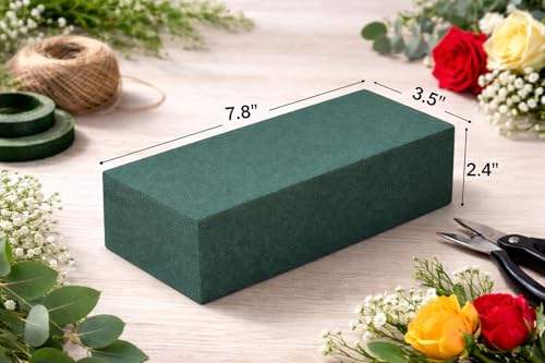 FLOFARE Pack of 48 Floral Foam Blocks for Fresh and Artificial Flowers, Each (7.8” L x 3.5” W x 2.4” H), Dry and Wet Floral Foam Blocks for Wedding, Birthdays, Home, Office, and Garden Decorations - size: Pack of 48