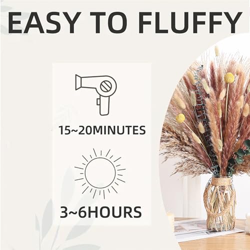 Bohemian Golden Wheat & Pampas Grass Bouquet – Warm Earthy Dried Floral Arrangement with Yellow Accents in Woven Vase (Mocha Tones) - color: Mocha Tones