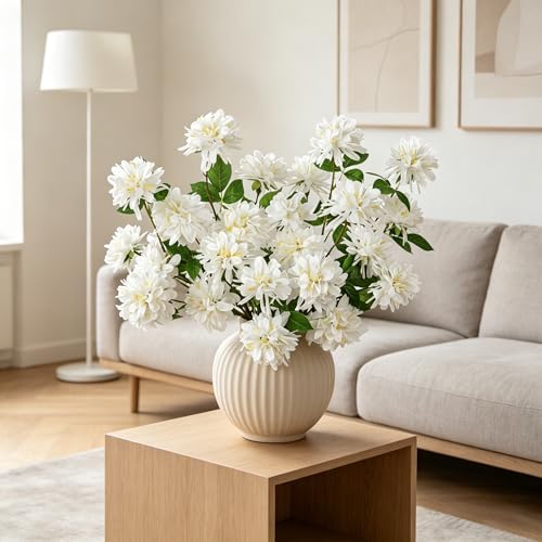 5 Pcs Artificial Silk Rosa Banksiae Flowers - 27" Long Stem | Realistic Faux Floral, DIY Arrangement Fake Flower for Wedding Centerpiece Home Party Indoor Vase Decor - color: White