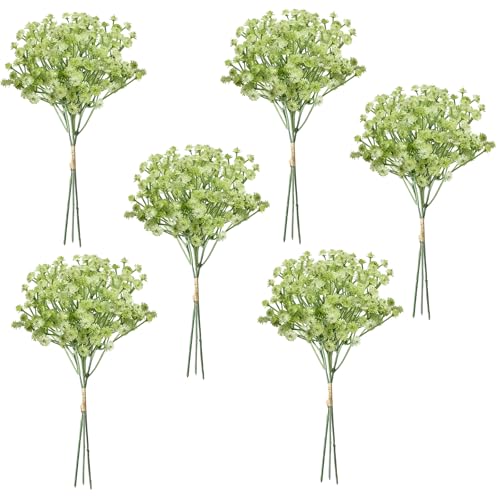 Green Babys Breath Artificial Flowers Bulk,18pcs Fake Gypsophila Realistic Babys Breath for St. Patrick's Day Wedding Arches Bouquets Table Centerpieces Home Decor - color: Green