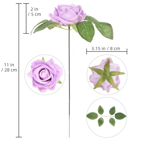 Purple Roses Artificial Flowers 16pcs Velvet Artificial Roses with Stems 3.15" Purple Fake Roses for Bridal Bouquet Wedding Flowers for Floral Centerpieces Home Party Decor (Purple) - color: 3.15" Purple