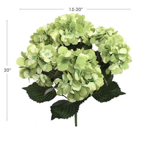 Larksilk Hydrangea Artificial Flowers - Faux Hydrangea Flowers - Home Decor, Easter Decorations, Spring Decor - Floral Centerpieces for Tables - 20" Floral Stems, Green, 3 Pieces - color: Green, size: Pack of 3