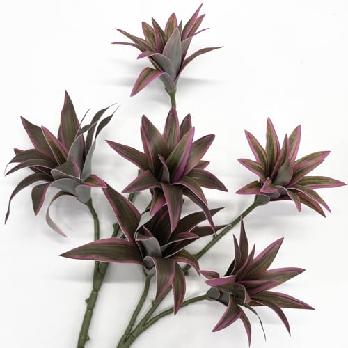 Artificial Plants, Fake Dracaena Plant Indoor Outdoor Bonsai Decor Faux Greenery 3D Leaves Stems for Home Garden Office Porch Patio Verandah Kitchen Office Vase Wedding Party Decorations Purple 2 Pack - color: Dracaena - Purple 2 Pcs