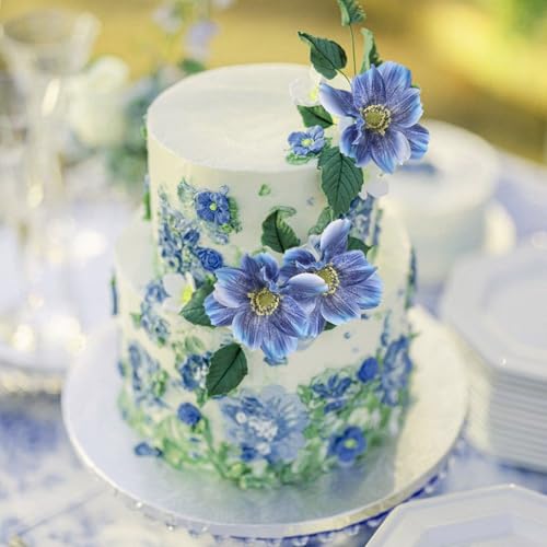 Blue Cosmos Artificial Flowers 5Pcs 22 in Silk Faux Daisies Wild Flowers with Long Stems for Vase Decor Wedding Party Aisle Home Bathroom Patio Table Centerpiece Arrangement(Blue) - color: Blue