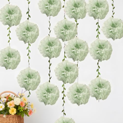 Green Flower Garland for Backdrop - 2 Pcs Artificial Flower Garlands for Wedding Party Arch Decor, 8.2 Ft Hanging Fake Paper Floral Vines for Room Wall Table Garden Background Decorations - color: Green