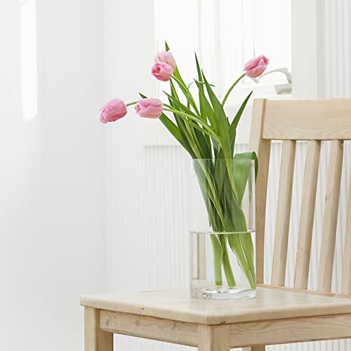 Set of 3 Glass Cylinder Vases,8 Inch Tall Clear Flower Vase,Decorative Floral Vase for Home Decor,Candle Holder,Wedding Centerpieces(4" W X 8" H) - size: 8 inches (H) x 4 inches (D)