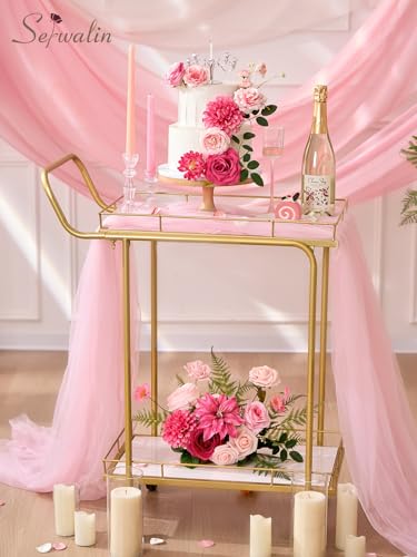 Serwalin Artificial Hot Pink & Magenta Flowers, Fuchsia Silk Fake Flowers, Pastel Pink Faux Flowers for Wedding Bouquet, Table Centerpieces, Home Decor - color: A Hot Pink, size: Square