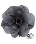 Premium Men's Formal Solid Color Flower Lapel Pin - Boutonniere for Men, Brooch Pin - color: Silver Grey