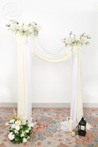 Odouzy Pack of 2 Wedding Arch Decorations Artificial Hanging Flowers Floral Swag for Welcome Sign Backdrop Balloon Arch Home Party Bridal Ceremony Reusable White Rattan - color: White Rattan
