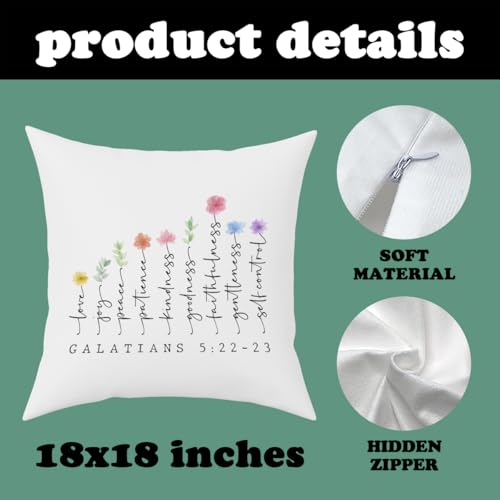 Fokongna Bible Verse Pillowcase 5:22-23 The Fruit Christian Faith Decor Script 18 x 18 Inch Throw Pillow Covers for Bedroom Living Room Couch Bed Sofa, Floral Decor Pillowcase - color: Religious Gifts