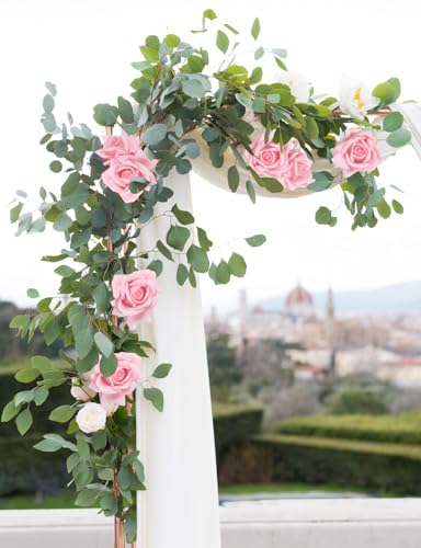 IPOPU 2 Bouquets 10PCS Real Touch Light Pink Roses Artificial Roses with Stems for Wedding Party Home Table Centerpieces Decoration(Light Pink) - color: Light Pink
