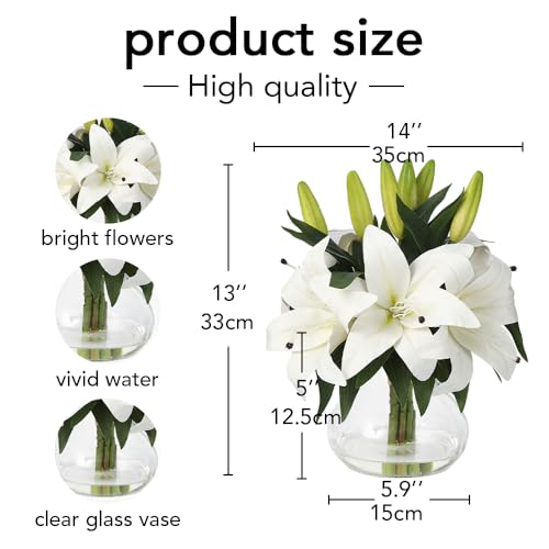 GarveeHome Artificial Lily Flower, Faux Lily Flowers Stems for Vase, Silk Fake Flowers for Home Table Office Wedding Party Decor (White) - color: Tiger Lily ,White
