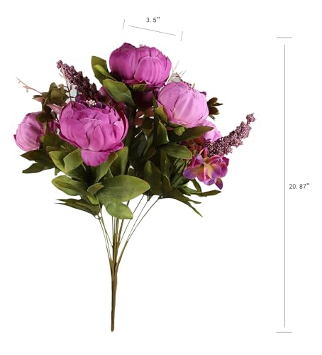 Duovlo Fake Flowers Vintage Artificial Peony Silk Flowers Wedding Home Decoration,Pack of 1 (Purple) - color: Purple