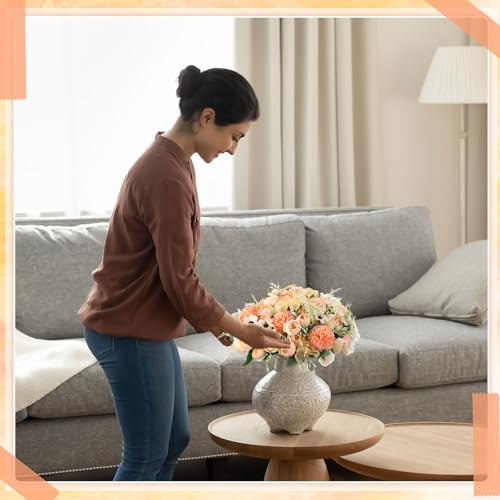 Tigeen Peonies Artificial Flowers Faux Roses Silk Flowers Hydrangea Artificial Bouquet for Wedding Table Centerpiece Floral Vase Home Office Bridal Decor(Champagne,12 Bundles) - color: Champagne