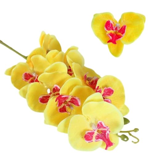 Corkwaw 50 Pcs Orchid Petals Artificial Decorations Orchids Heads Flowers Faux Silk Phalaenopsis Butterfly Flower Heads for Handmade DIY Home Wedding Party Decoration (Yellow) - color: Yellow