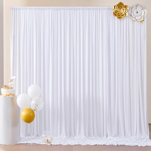 Wrinkle Free White Backdrop Curtain for Parties, Polyester Photo Backdrop Drapes for Weddings Birthday Photography Background Parties Baby Shower, 10ft x 8ft - color: White, size: 10ftx8ft