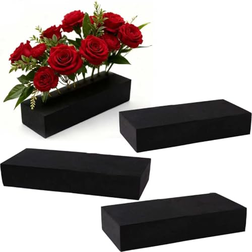12 Pcs Reusable Floral Foam Blocks for Artificial Flowers – Black Dry Foam, Water/Weather Resistant, for Outdoor Boxes, Hanging Planters, Wedding Centerpieces & Home Decor (11.8x4.7x2 in) - size: 11.8 x 4.7 x 2''