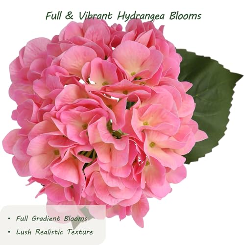 bellacat Real Touch Faux Hydrangea Flowers with 11" Hanging Basket, Fake Hanging Hydrangea Flowers with Realistic Flowers, Artificial Hanging Flowers for Outdoors Porch Patio Balcony (Pink, 2Pack) - color: Pink