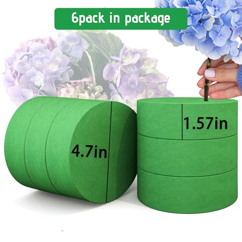 Max Shape 6Pcs Floral Foam Round Blocks, Large Wet and Dry Green Foam for Artificial and Fresh Flower Arrangement,Flower Foam Blocks for Wedding Party Decorations (4.7 Inch) - size: 4.7 Inch