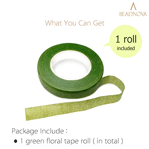 BEADNOVA Floral Tape 1/2inch Flower Tape Green Floral Tape for Bouquets Floral Arranging Stem Wrap Craft (Green, 30yards) - color: Green