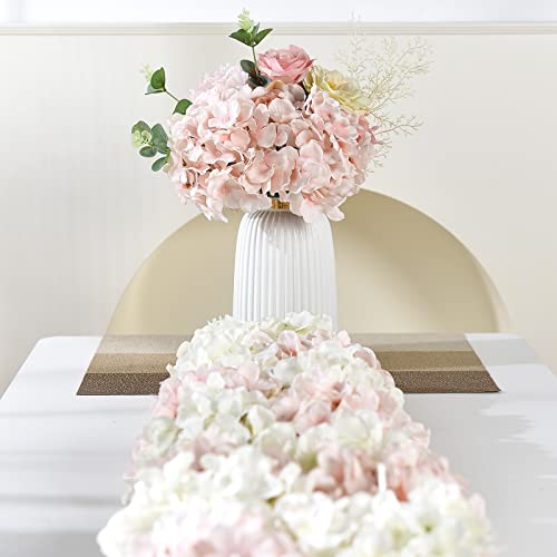 10PCS Artificial Hydrangea Flowers, Fake Hydrangea Silk Flowers Heads with Stems for Wedding Home Party Shop Baby Shower Decoration-Light Pink - color: New-light Pink