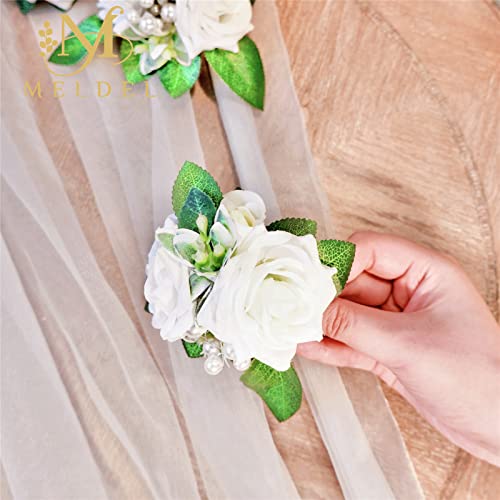 Ivory White Boutonnieres for Men 6Pcs Artificial Rose Wedding | Faux Boutonniere for Wedding Ceremony Anniversary Party Prom Homecoming Formal Engagement Graduation Gift for Groom Groomsmen - color: 6 Pcs Boutonnieres White#2