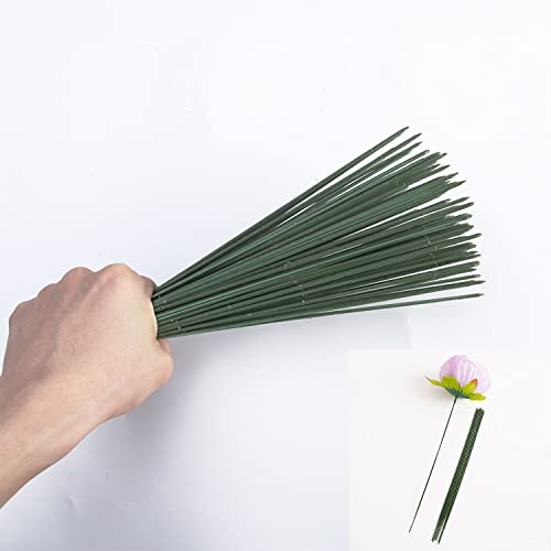 100 pcs Plastic Floral Stem 7.87 inch/20cm, Artificial Flower Rod Flower Stem Wire Making Accessories, DIY Crafts Bouquet Stem Flower Arrangements Decor Supplies (Green - 20 cm)