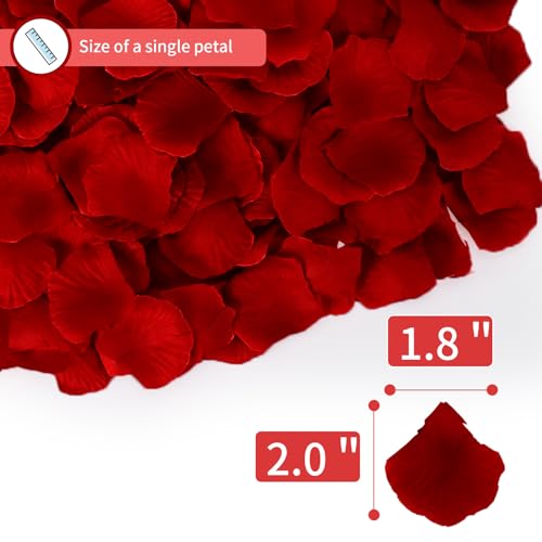 1000 Pcs Artificial Fake Rose Petals,Flower Petals for Romantic Night, Engagement, Party, Wedding, Event Flower Decoration(Dark Red) - color: Dark Red, size: 1000Pcs