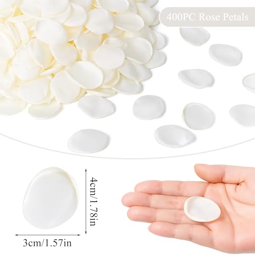 SITUMEIZI 400PCS Fake Rose Petals White Artificial Silk Flower Petals for for Wedding Her Set Romantic Night, Valentine's Day, Proposal Anniversary Decorations - color: White