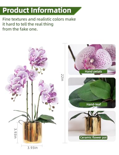 Artificial Orchid Flowers Set Fake Phalaenopsis Flower Faux Butterfly Orchid Real Touch Orchid for Wedding Home Office Party Hotel Yard Decoration Restaurant - color: Purplish White Spot
