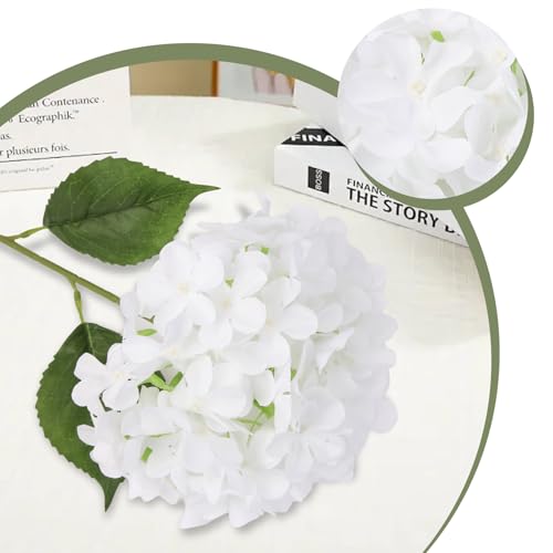 White Hydrangea Artificial Flowers 10pcs 22in Faux Hydrangea (10, white) | Bouquets Arrangement White Fake Flowers For Home Table Centerpieces Wedding Birthday Party Decoration - color: White