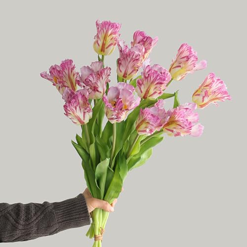 3PCS Artificial Parrot Tulips Made of Silk Flowers and Plastic Rods, Ideal for Living Room, Dining Room, Office, Festival and Party Decorations (Purple) - color: Purple
