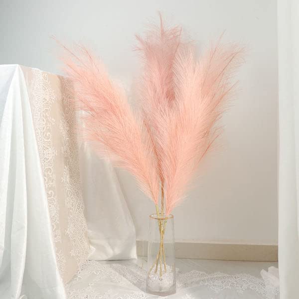 Tableclothsfactory 3 Stems | 44" Dusty Rose Artificial Pampas Grass Plant Sprays, Faux Branches Vase Flower Arrangement - color: Dusty Rose