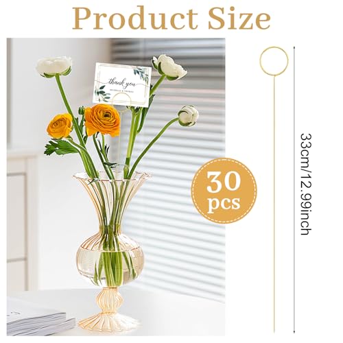 30-Pack Floral Picks Flower Bouquet Decoration Picks - 13 Inch Metal Sticks for Floral Arrangements, Wedding, Party & Craft Decor (Golden Circle) - color: Golden circle