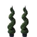 ALL SEASON GREEN 36" Topiary Trees Artificial Outdoor Boxwood Plants Set of 2 for Porch Decor - size: 3 ft