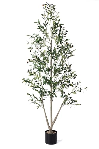Olive Trees Artificial Indoor, 5FT Tall Faux Olive Tree with Moss and Planter, Artificial Plants Indoor with Realistic Silk Leaves and Lifelike Fruits, Fake Tree for Home Office Living Room Decor - size: 5ft